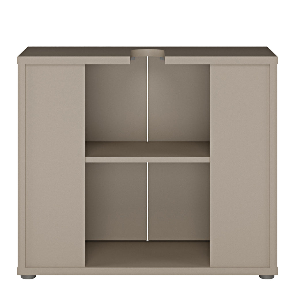 Alyson Under Sink Bathroom Cabinet with 2 Doors Push-to-Open in Taupe