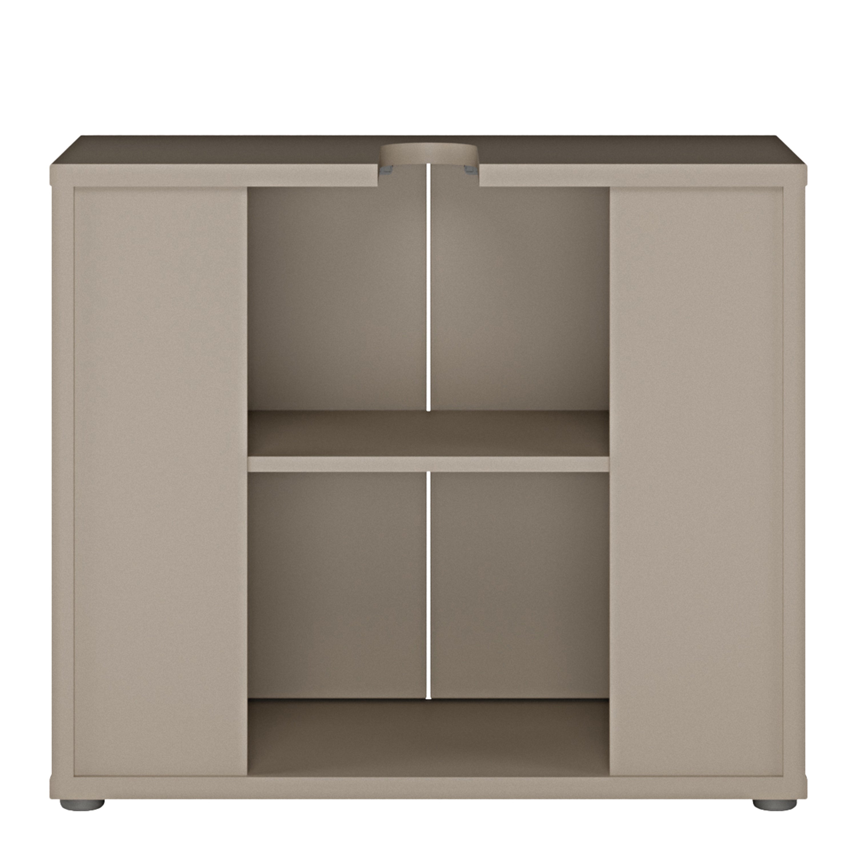 Alyson Under Sink Bathroom Cabinet with 2 Doors Push-to-Open in Taupe