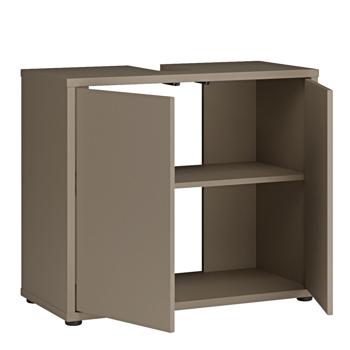 Alyson Under Sink Bathroom Cabinet with 2 Doors Push-to-Open in Taupe