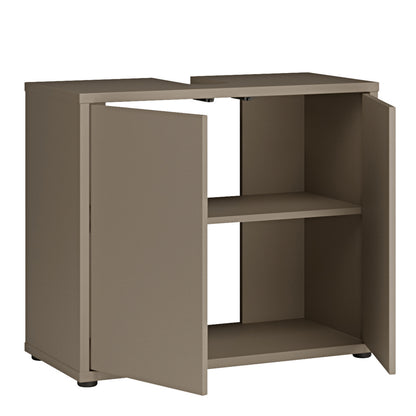 Alyson Under Sink Bathroom Cabinet with 2 Doors Push-to-Open in Taupe