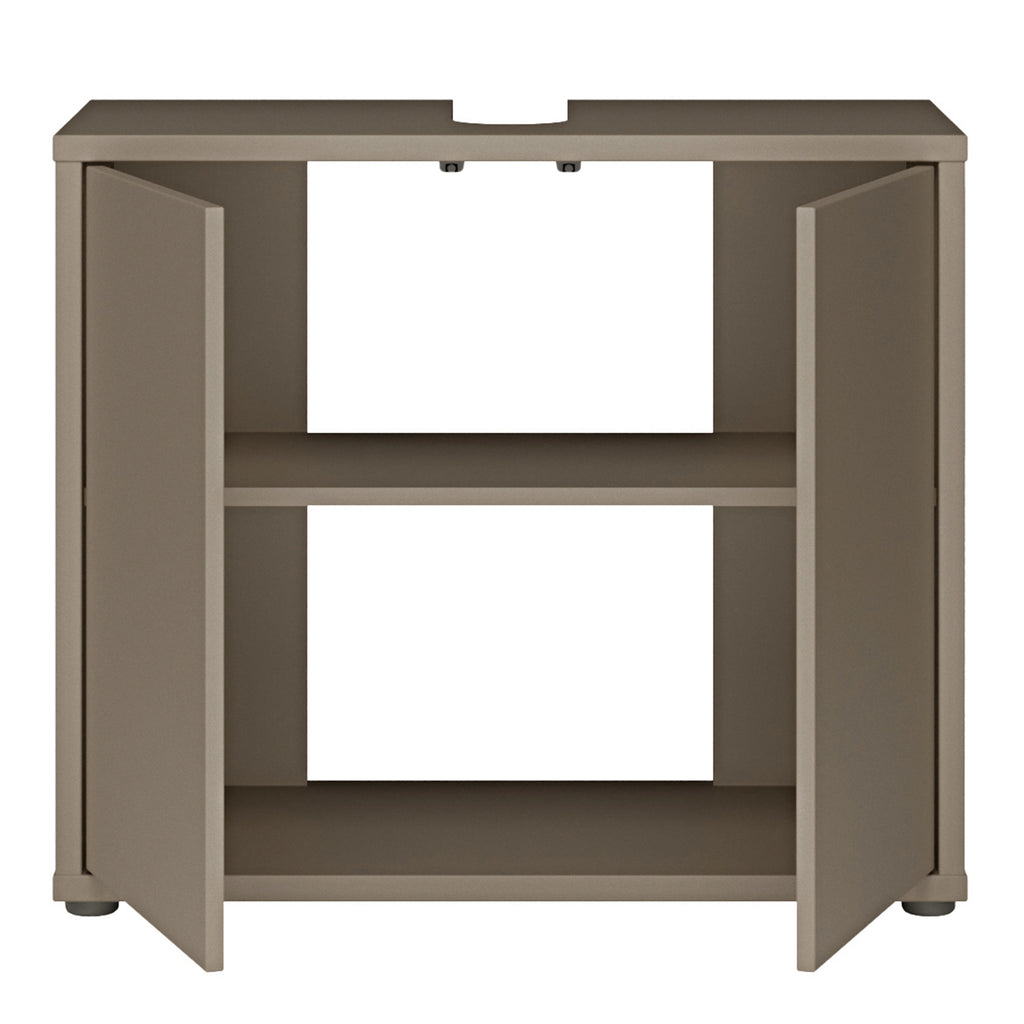 Alyson Under Sink Bathroom Cabinet with 2 Doors Push-to-Open in Taupe