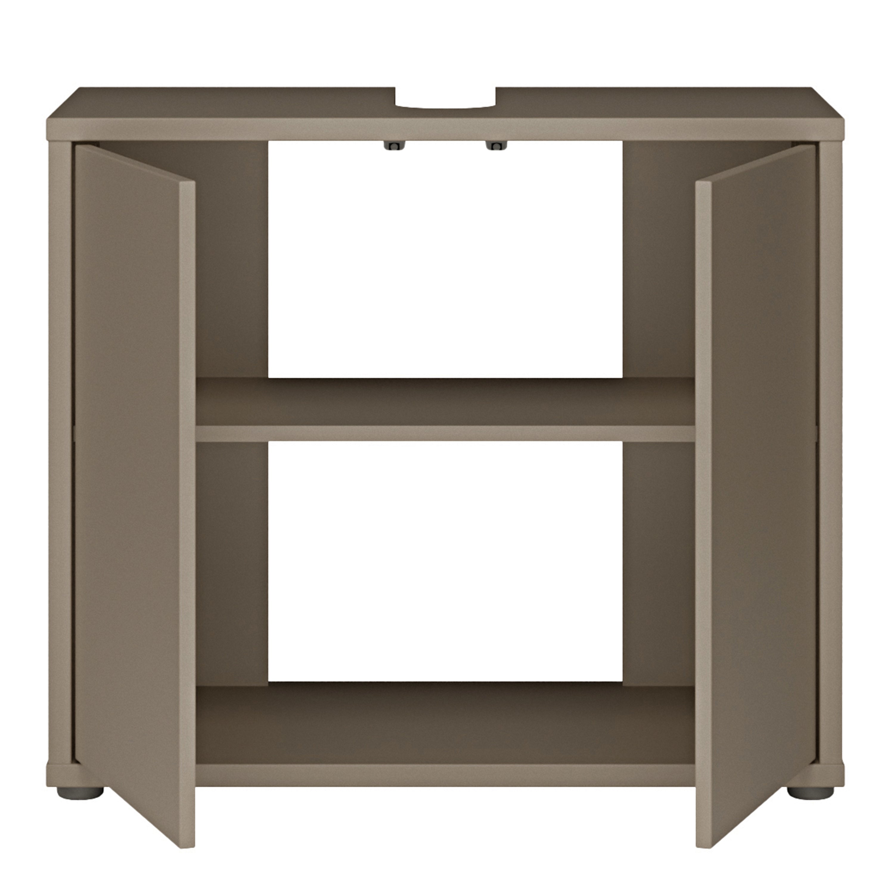 Alyson Under Sink Bathroom Cabinet with 2 Doors Push-to-Open in Taupe