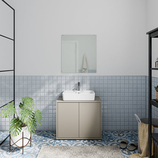 Alyson Under Sink Bathroom Cabinet with 2 Doors Push-to-Open in Taupe