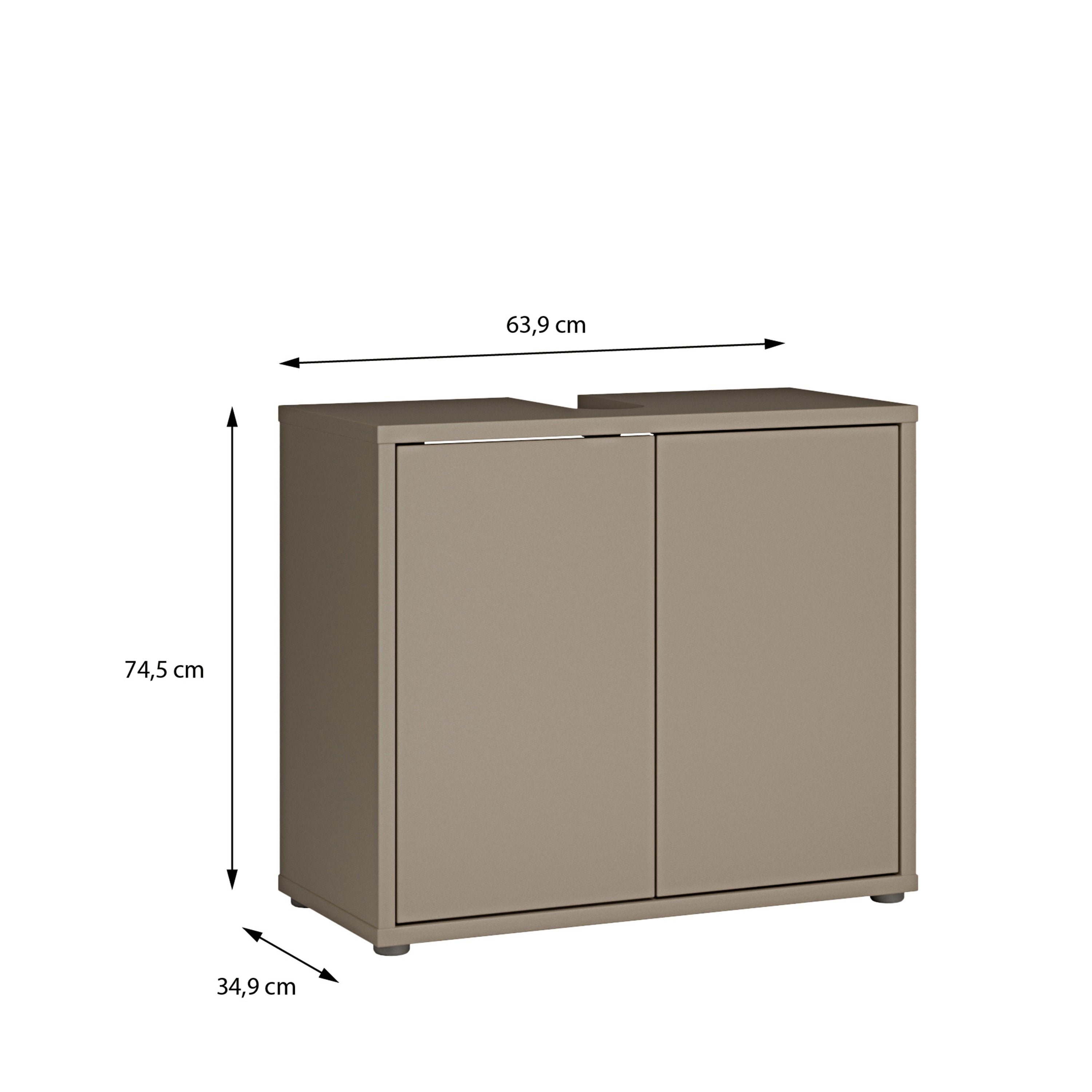 Alyson Under Sink Bathroom Cabinet with 2 Doors Push-to-Open in Taupe