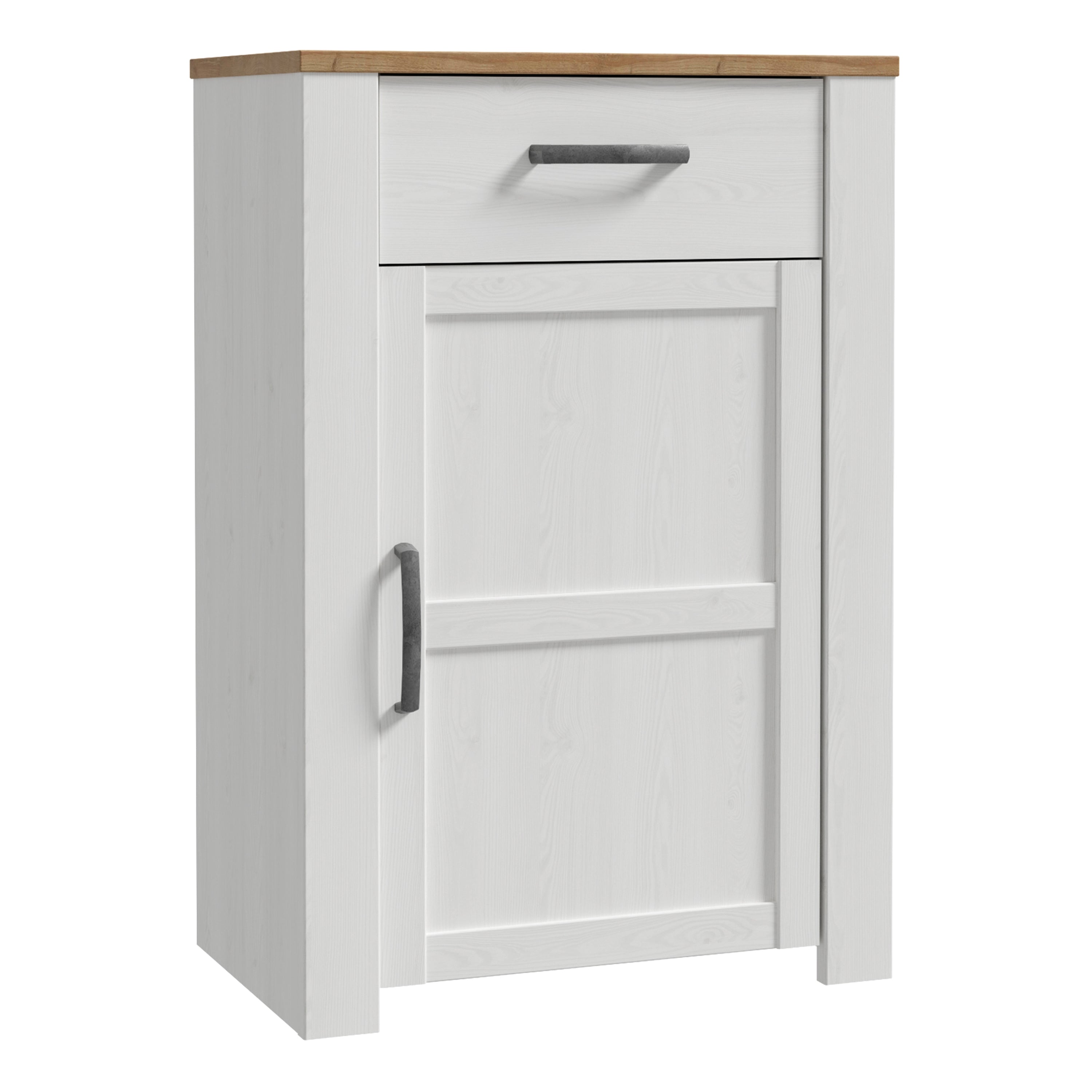 Balmoral 1 Door 1 Drawer Shoe Cabinet in Riviera Oak/White
