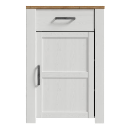 Balmoral 1 Door 1 Drawer Shoe Cabinet in Riviera Oak/White