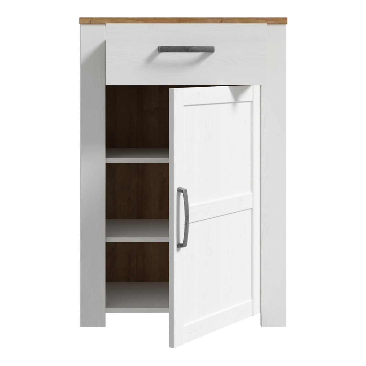 Balmoral 1 Door 1 Drawer Shoe Cabinet in Riviera Oak/White