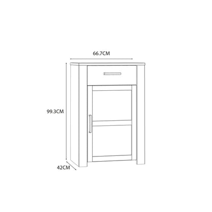 Balmoral 1 Door 1 Drawer Shoe Cabinet in Riviera Oak/White