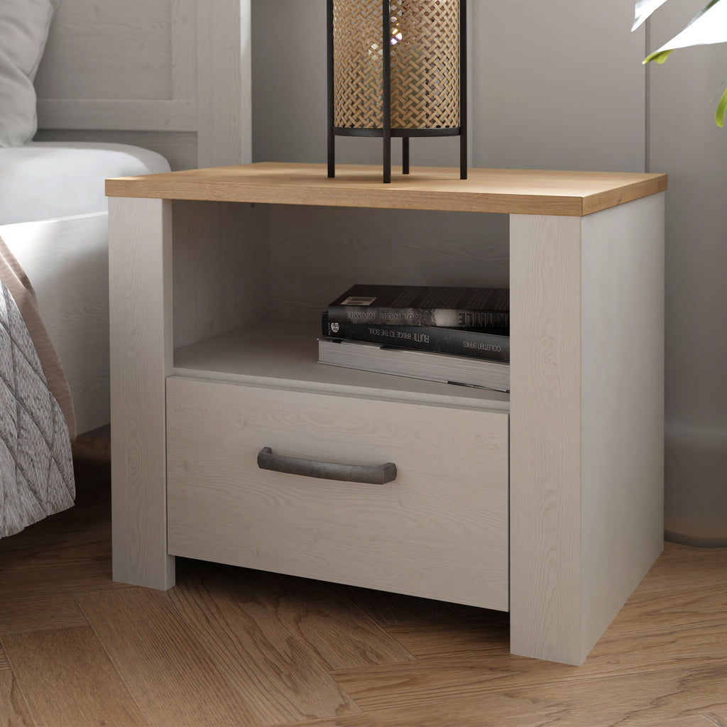 Balmoral 1 Drawer Bedside Navy Oak