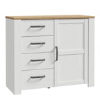 Balmoral 1 Door 4 Drawer Sideboard in Riviera Oak/White