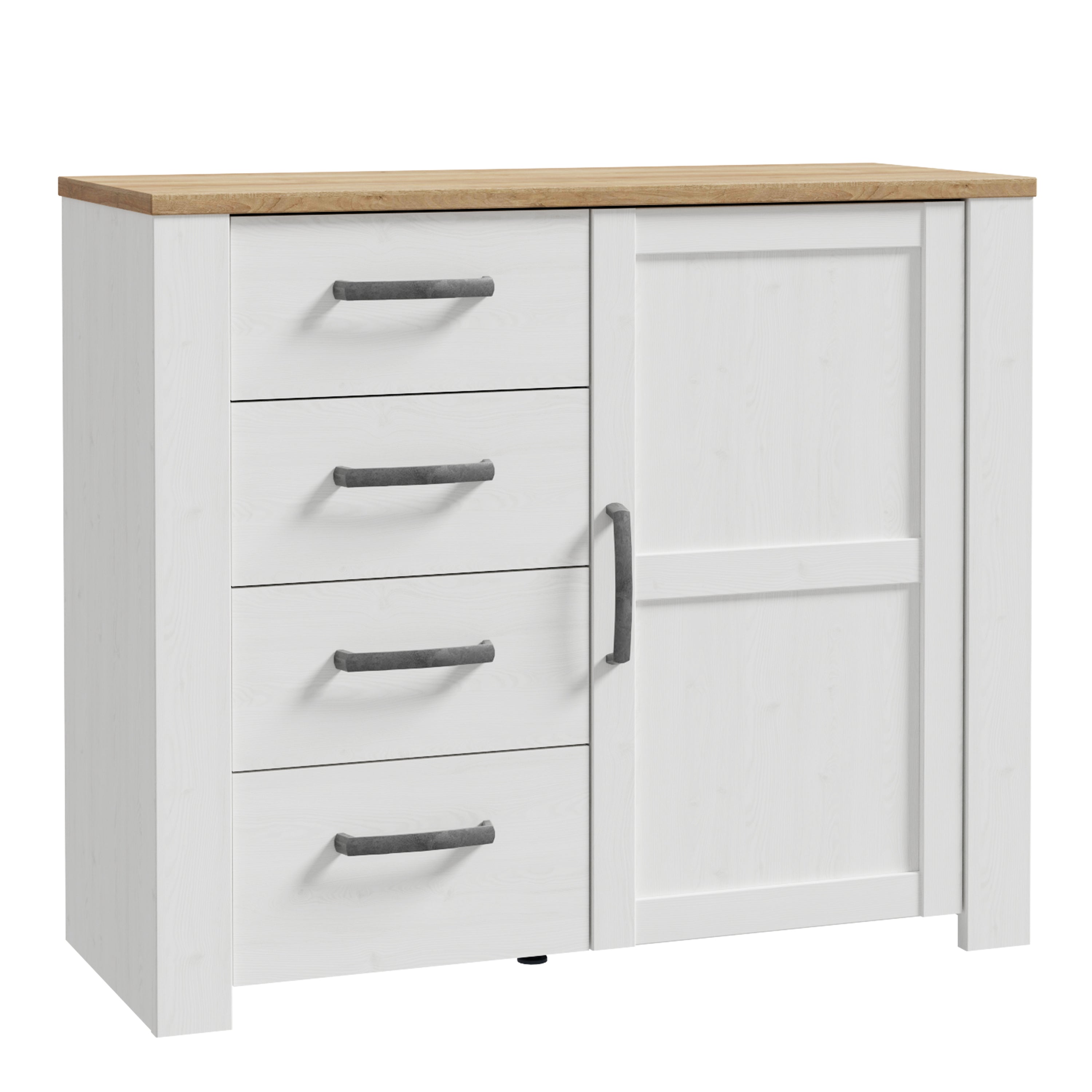 Balmoral 1 Door 4 Drawer Sideboard in Riviera Oak/White