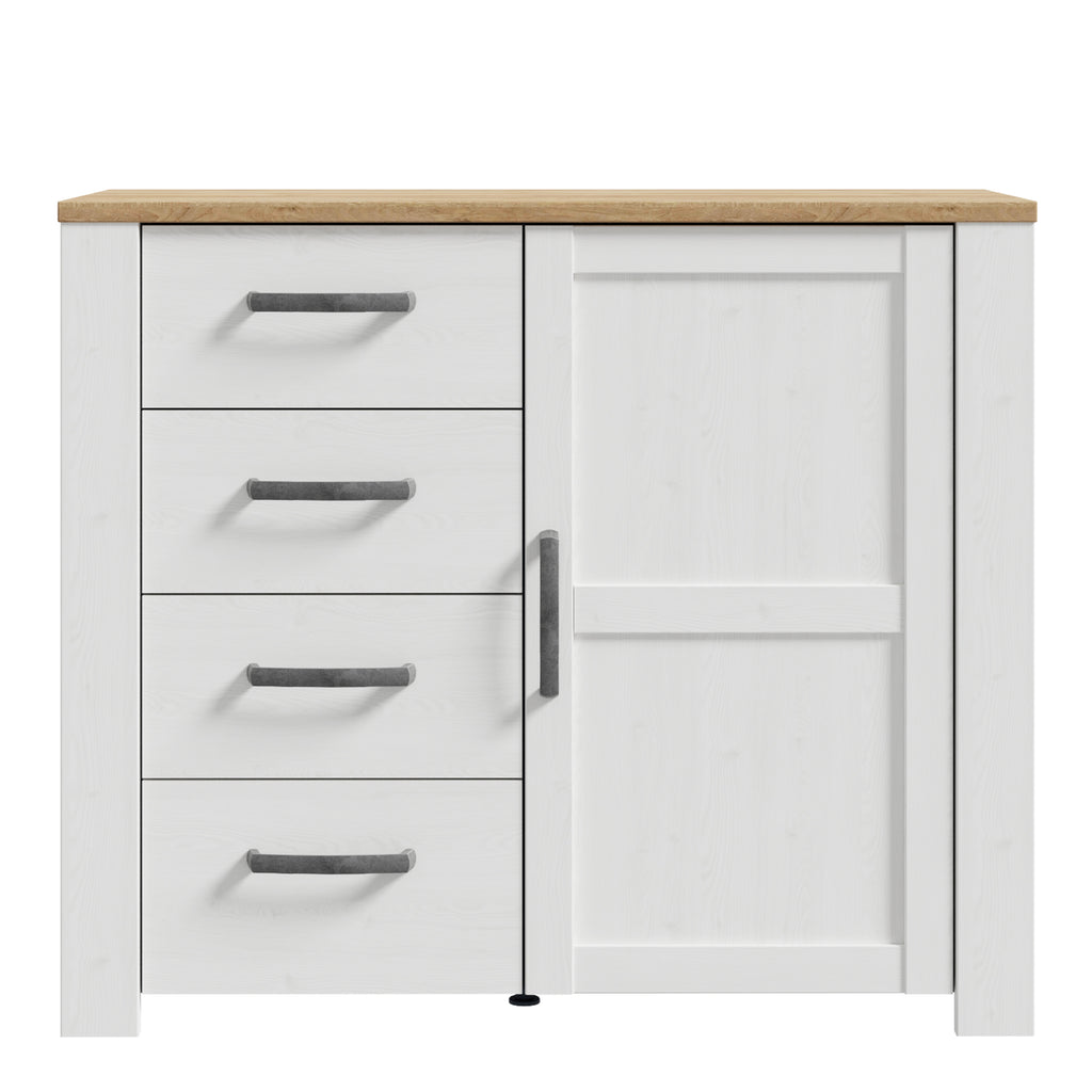Balmoral 1 Door 4 Drawer Sideboard in Riviera Oak/White