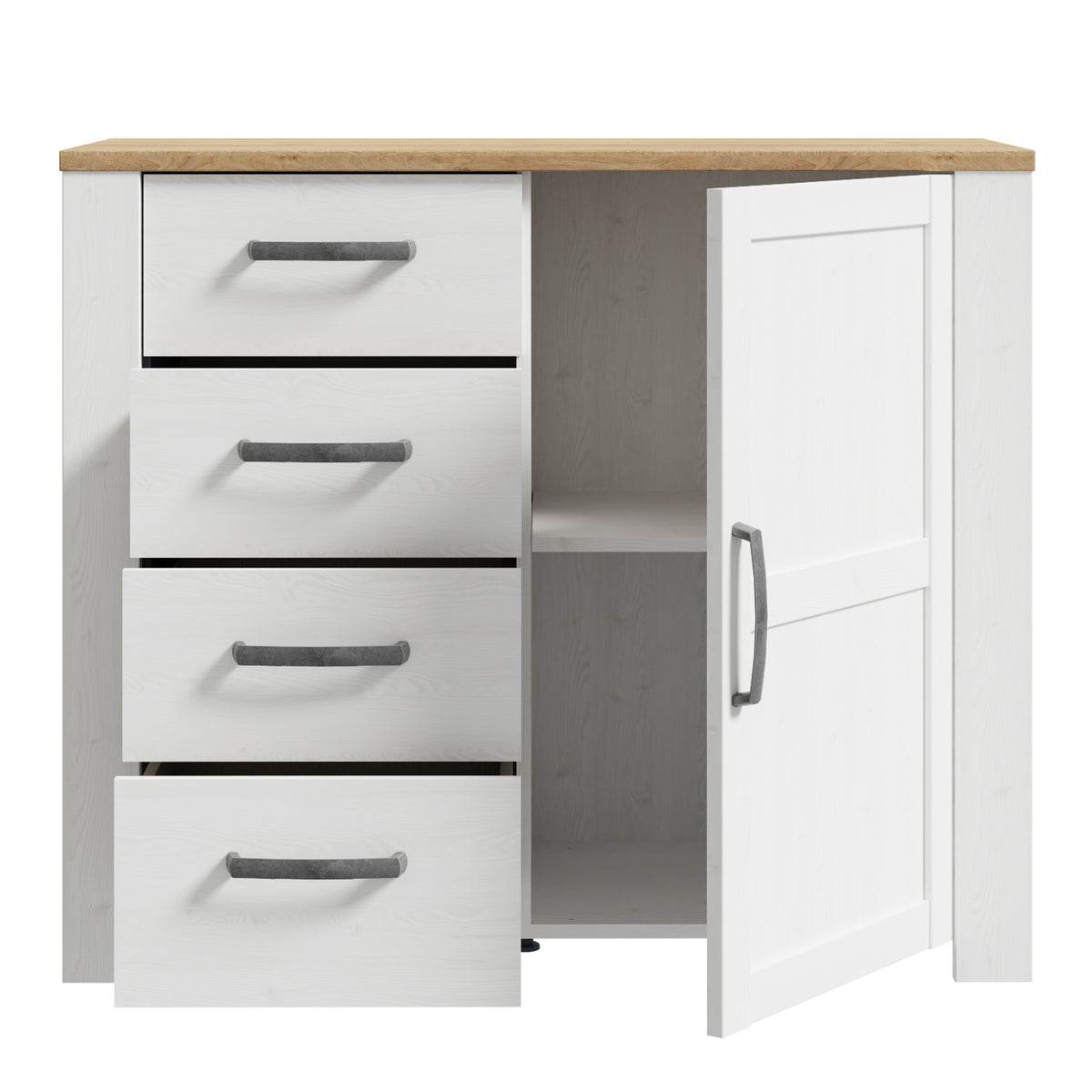 Balmoral 1 Door 4 Drawer Sideboard in Riviera Oak/White