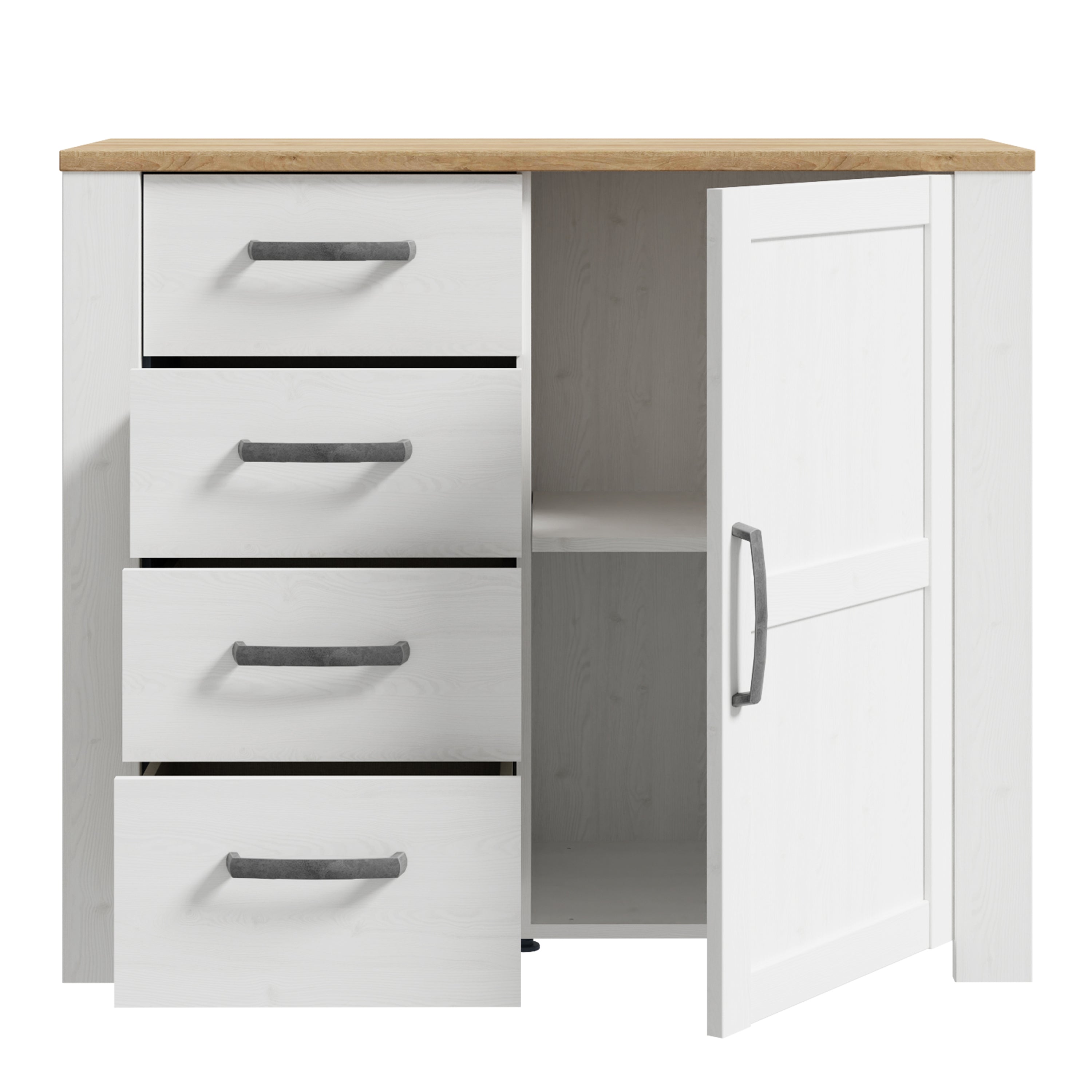 Balmoral 1 Door 4 Drawer Sideboard in Riviera Oak/White