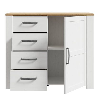Balmoral 1 Door 4 Drawer Sideboard in Riviera Oak/White