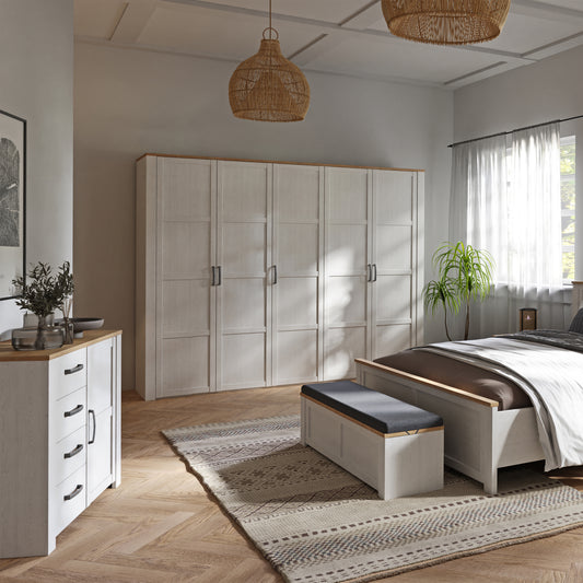 Balmoral 1 Door 4 Drawer Sideboard in Riviera Oak/White