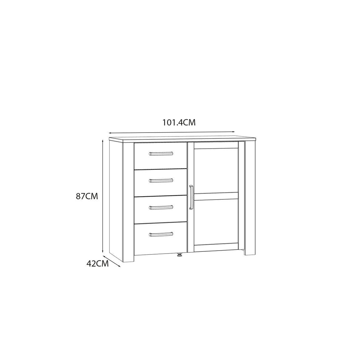 Balmoral 1 Door 4 Drawer Sideboard in Riviera Oak/White