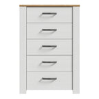 Balmoral 5 Drawer Narrow Chest in Riviera Oak/White