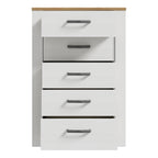 Balmoral 5 Drawer Narrow Chest in Riviera Oak/White