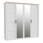 Balmoral 2 Door 2 Mirrored Door Wardrobe in Riviera Oak/White
