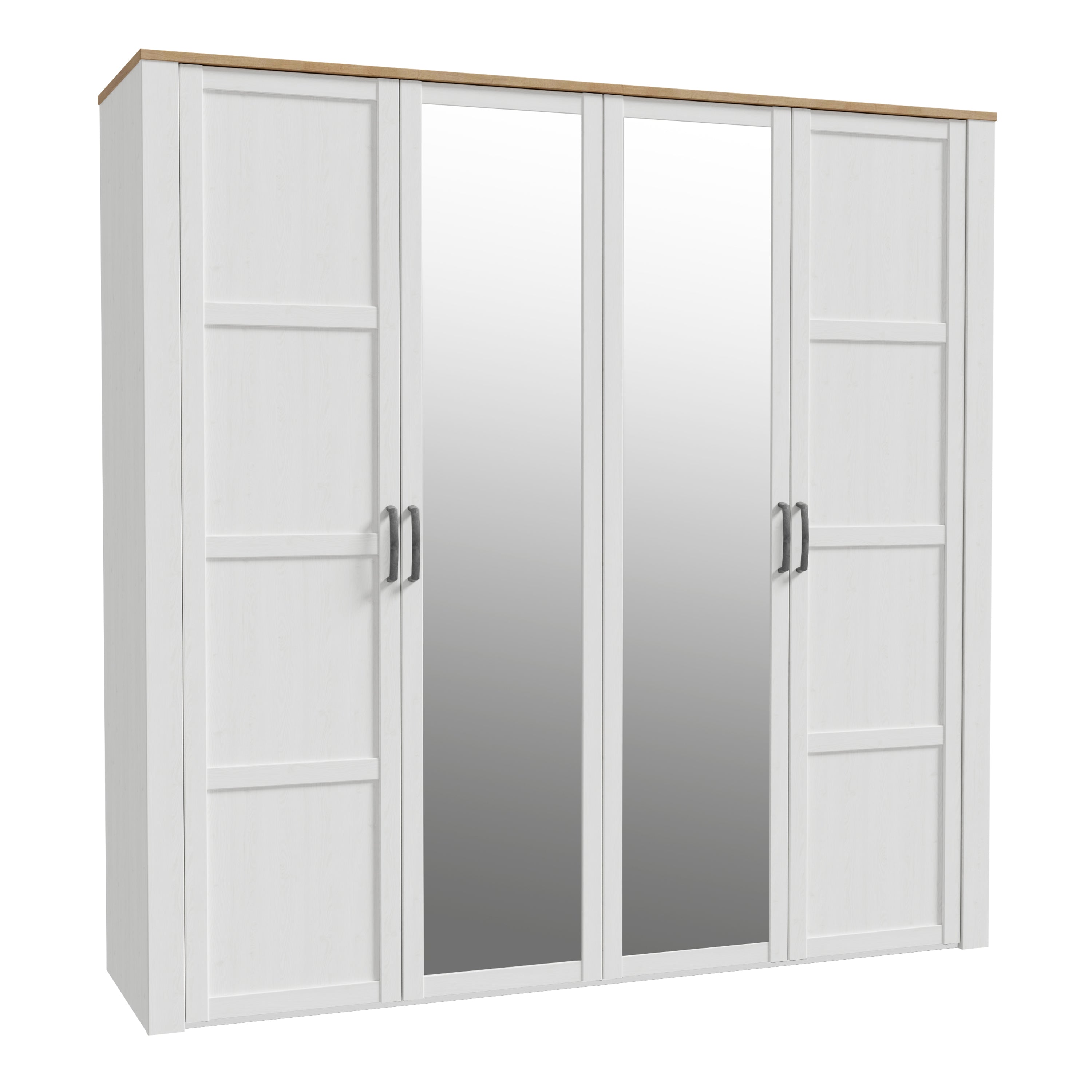 Balmoral 2 Door 2 Mirrored Door Wardrobe in Riviera Oak/White