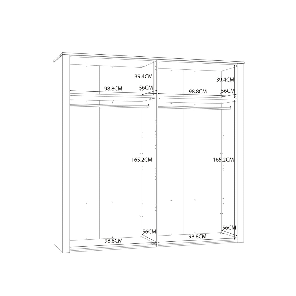Balmoral 2 Door 2 Mirrored Door Wardrobe in Riviera Oak/White