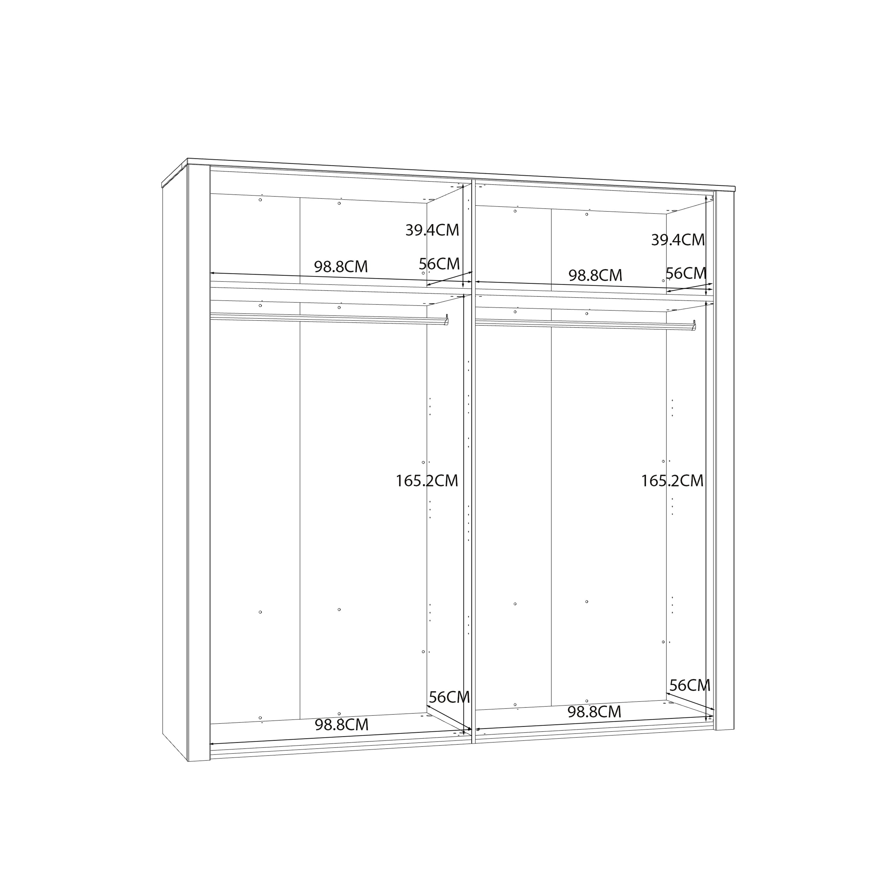 Balmoral 2 Door 2 Mirrored Door Wardrobe in Riviera Oak/White