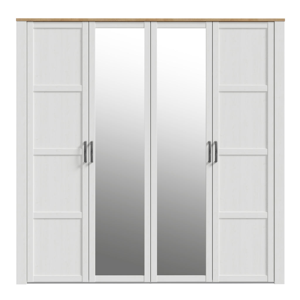 Balmoral 2 Door 2 Mirrored Door Wardrobe in Riviera Oak/White