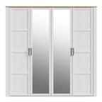 Balmoral 2 Door 2 Mirrored Door Wardrobe in Riviera Oak/White