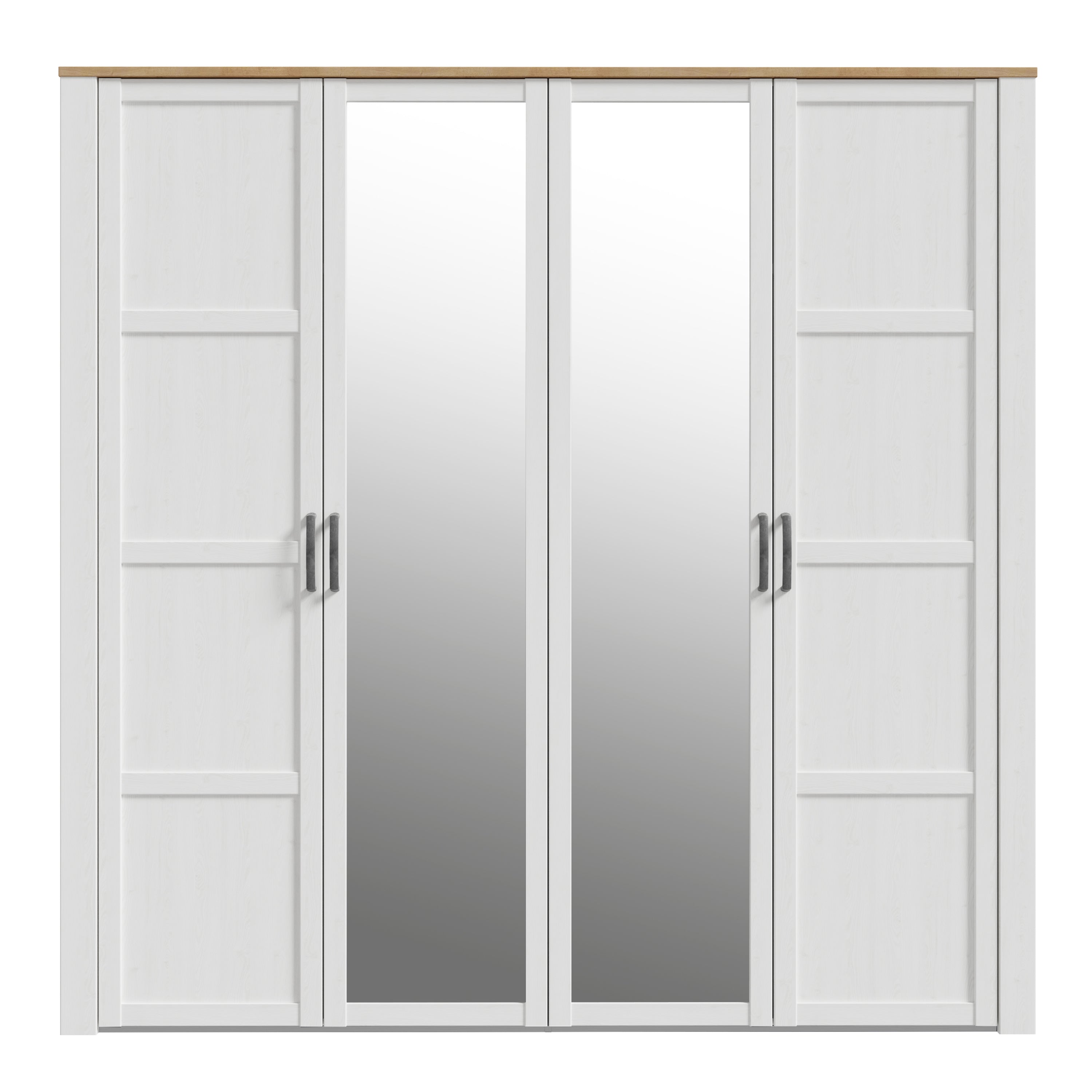 Balmoral 2 Door 2 Mirrored Door Wardrobe in Riviera Oak/White