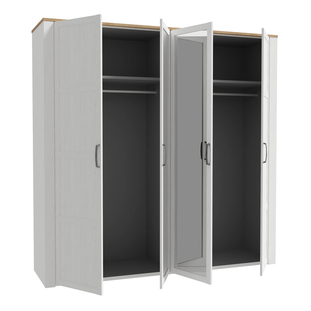 Balmoral 2 Door 2 Mirrored Door Wardrobe in Riviera Oak/White