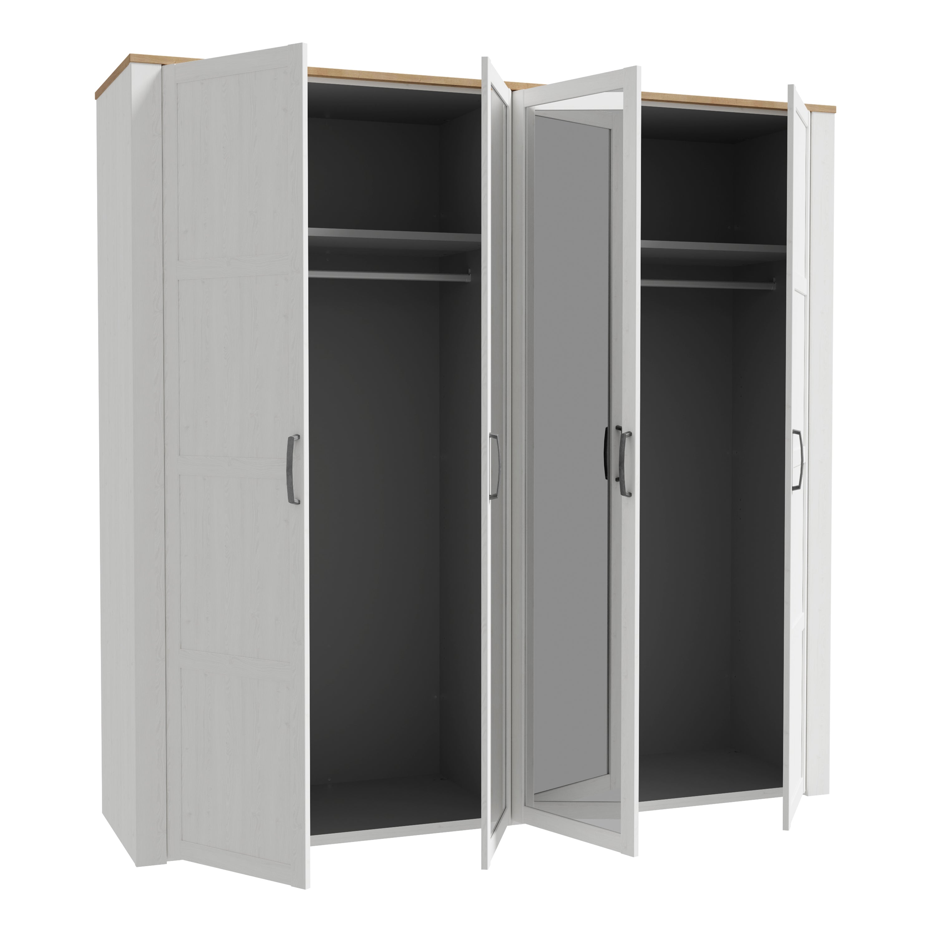 Balmoral 2 Door 2 Mirrored Door Wardrobe in Riviera Oak/White
