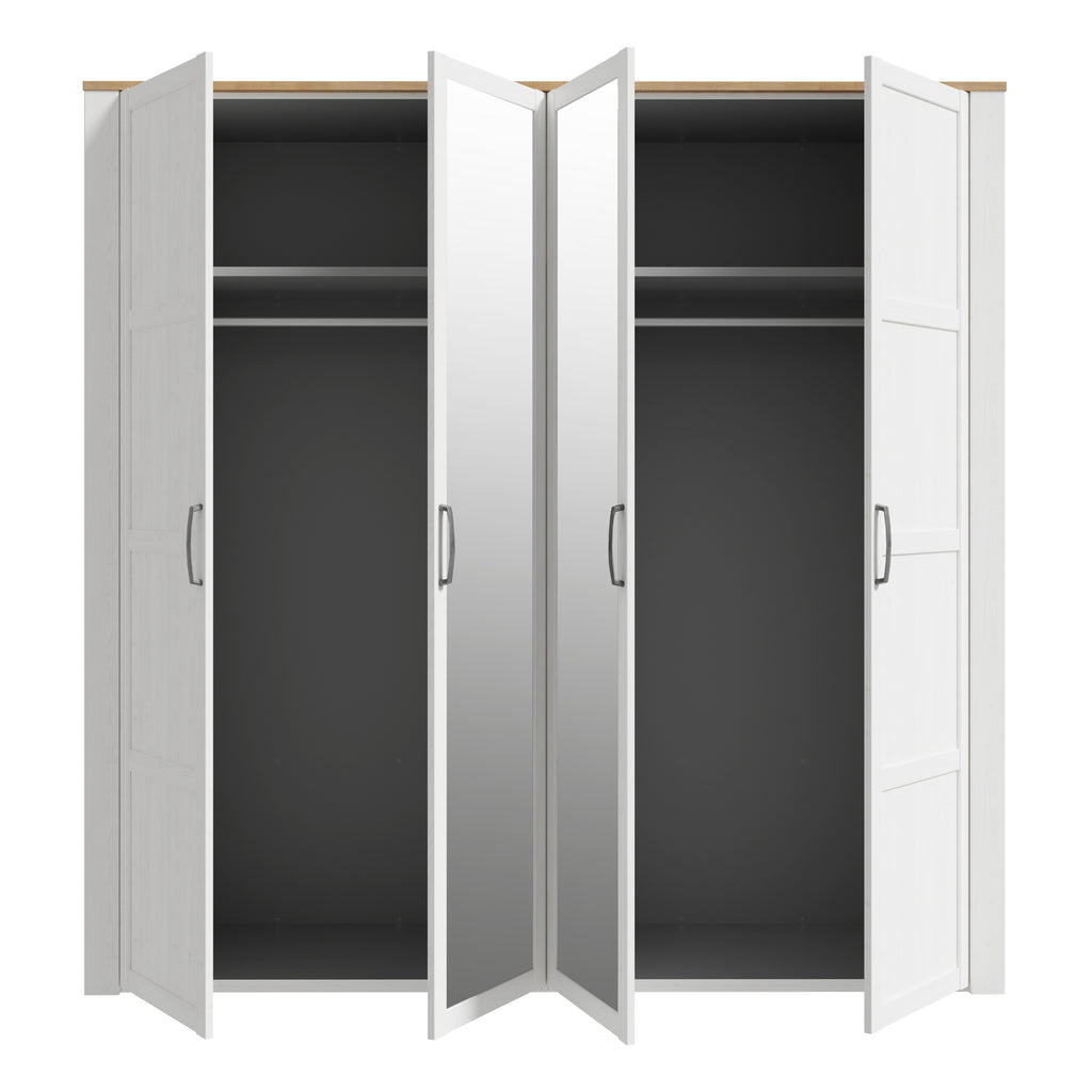 Balmoral 2 Door 2 Mirrored Door Wardrobe in Riviera Oak/White