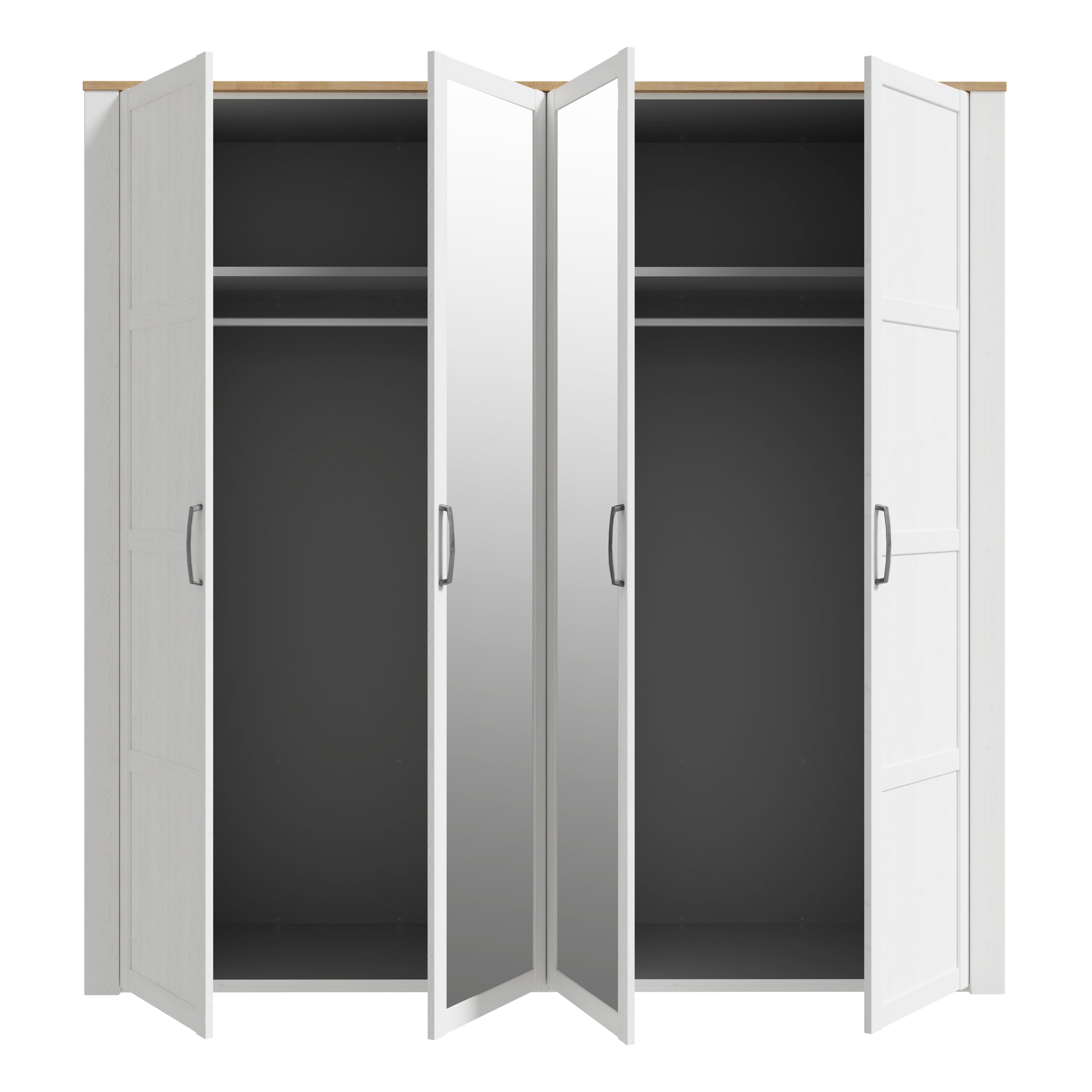 Balmoral 2 Door 2 Mirrored Door Wardrobe in Riviera Oak/White