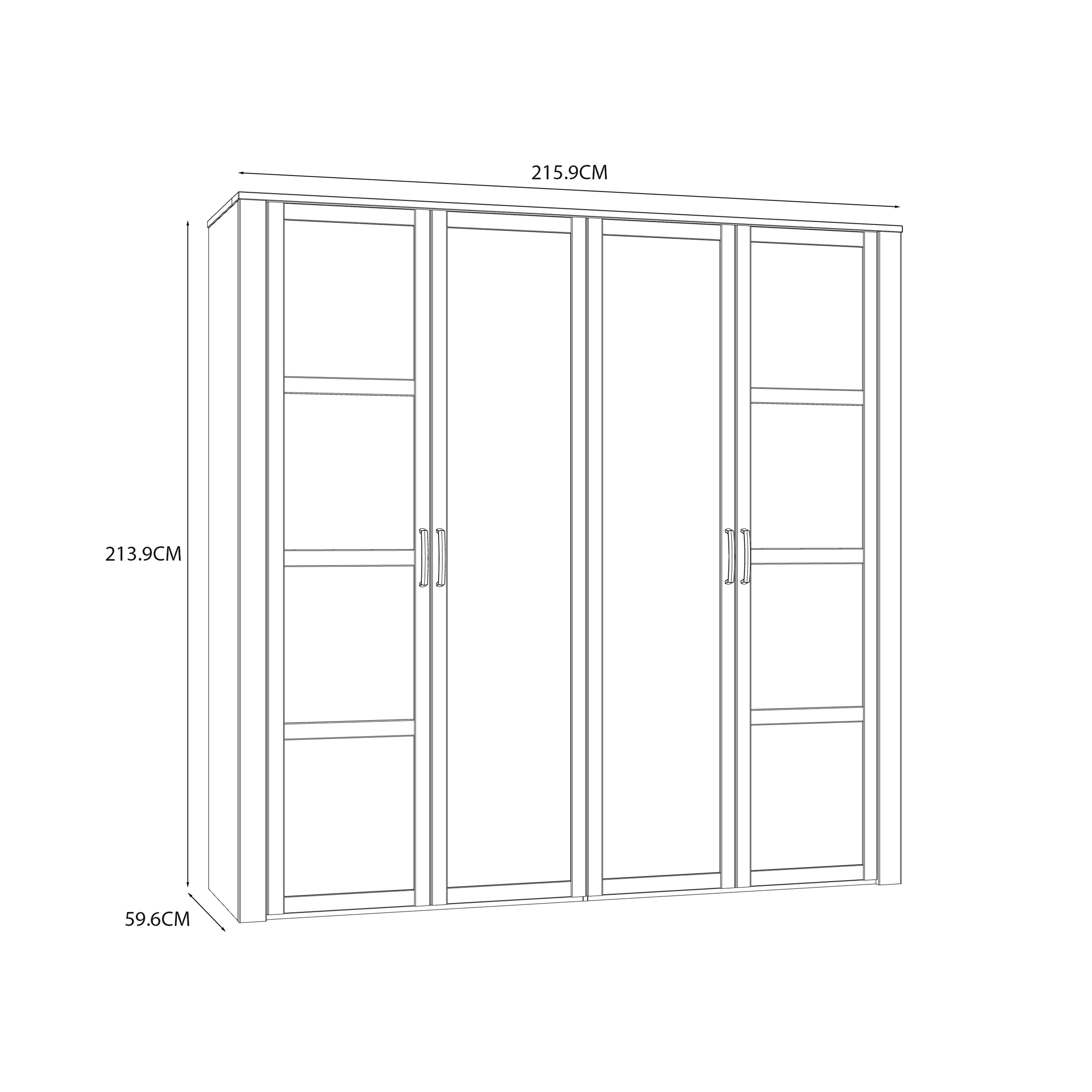 Balmoral 2 Door 2 Mirrored Door Wardrobe in Riviera Oak/White