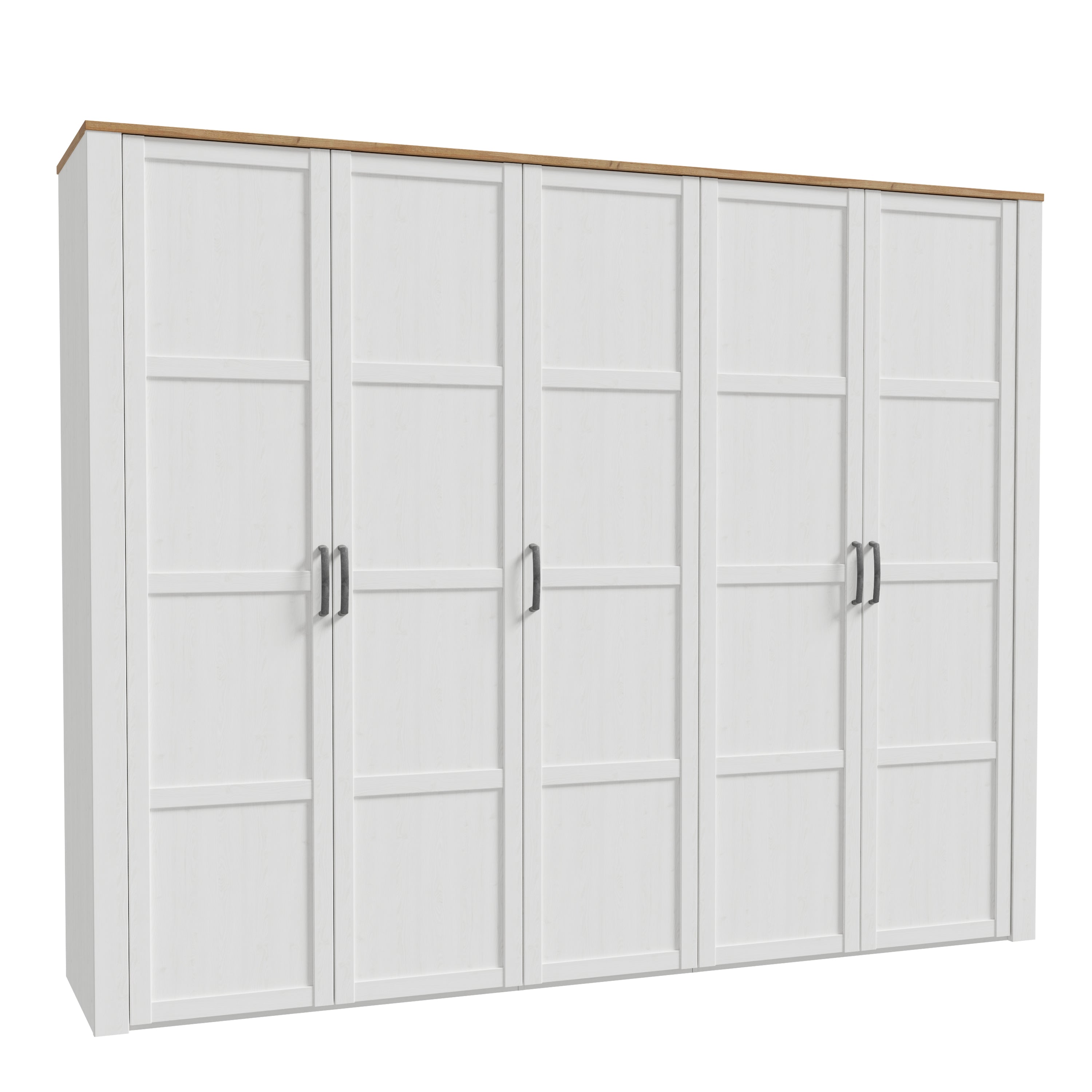 Balmoral 5 Door Wardrobe in Riviera Oak/White