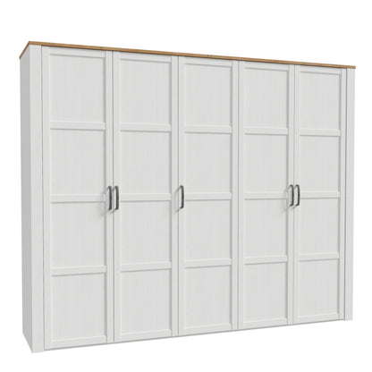 Balmoral 5 Door Wardrobe in Riviera Oak/White