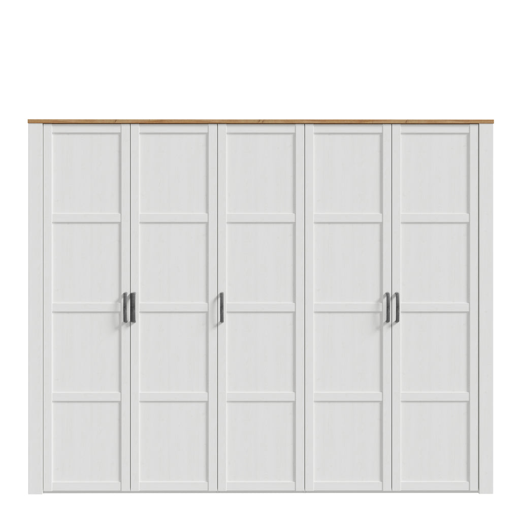 Balmoral 5 Door Wardrobe in Riviera Oak/White