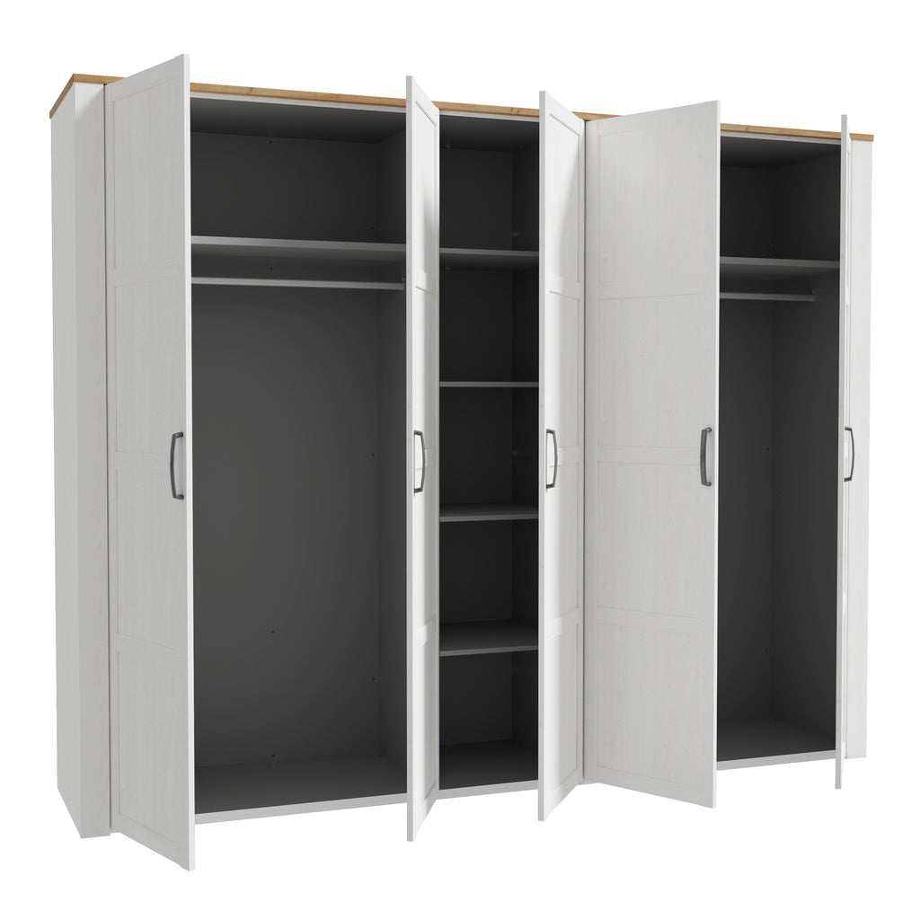 Balmoral 5 Door Wardrobe in Riviera Oak/White