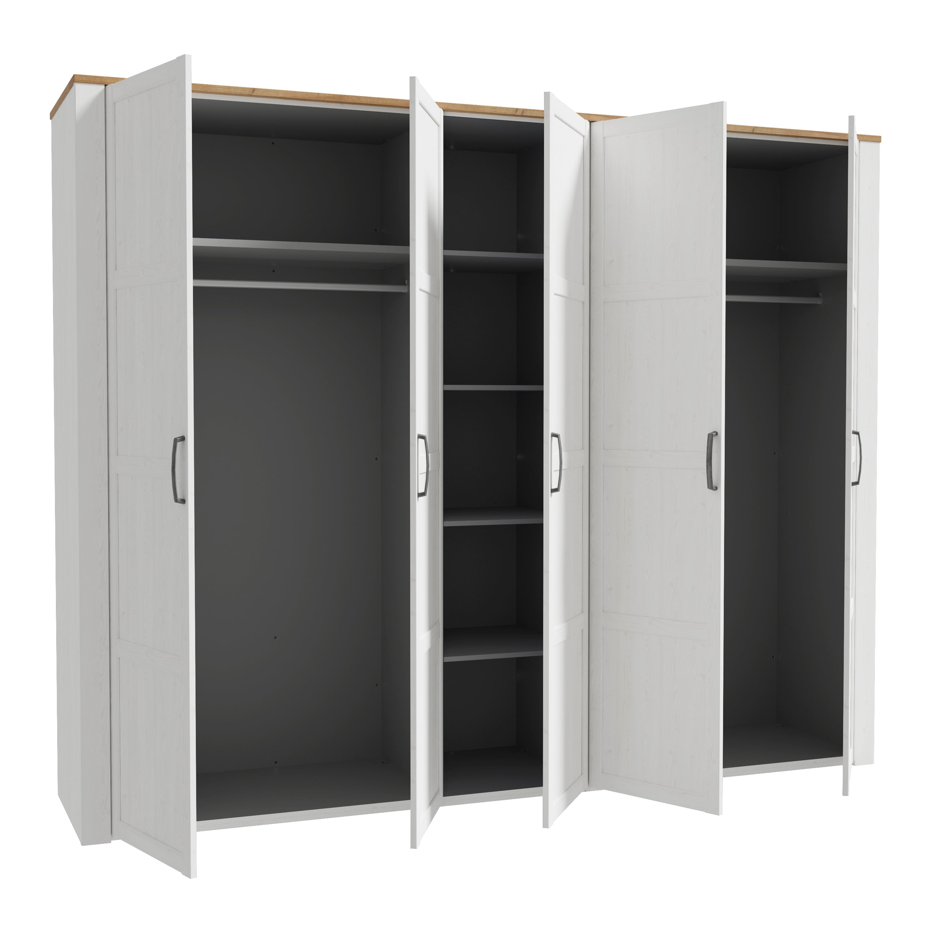 Balmoral 5 Door Wardrobe in Riviera Oak/White