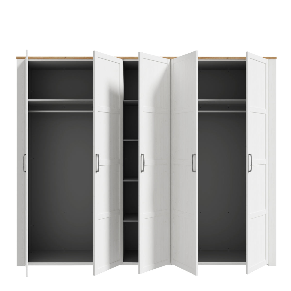 Balmoral 5 Door Wardrobe in Riviera Oak/White