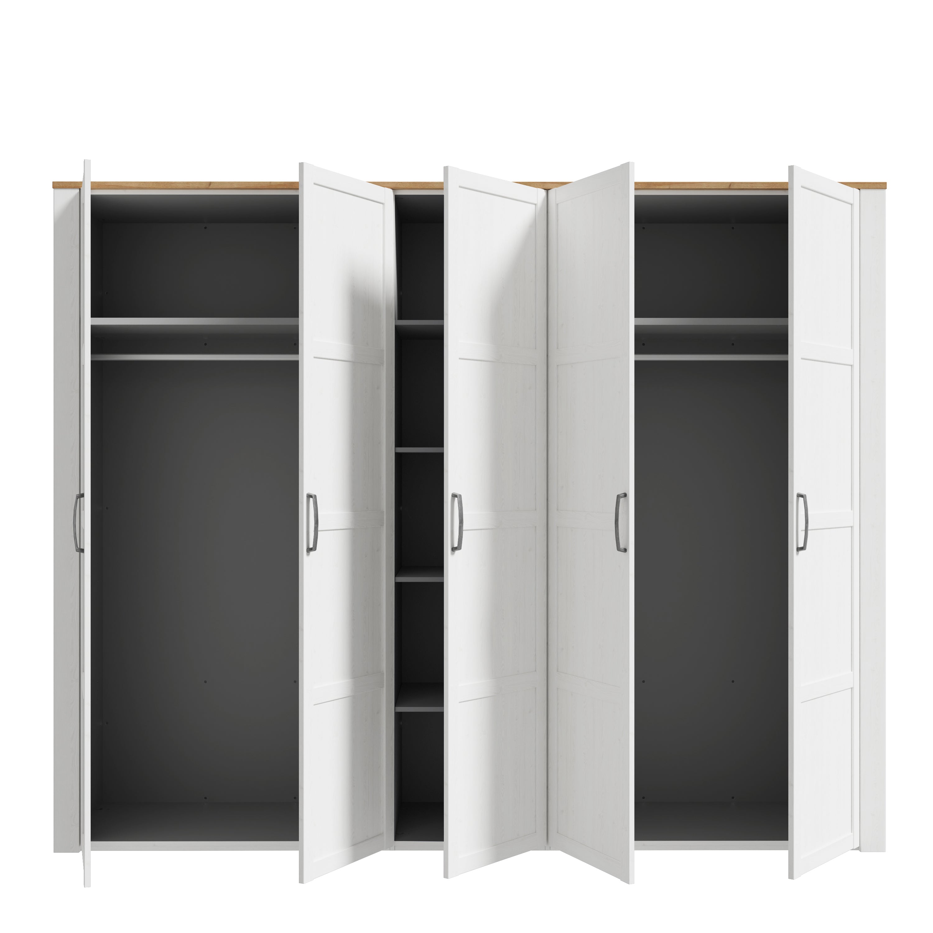 Balmoral 5 Door Wardrobe in Riviera Oak/White
