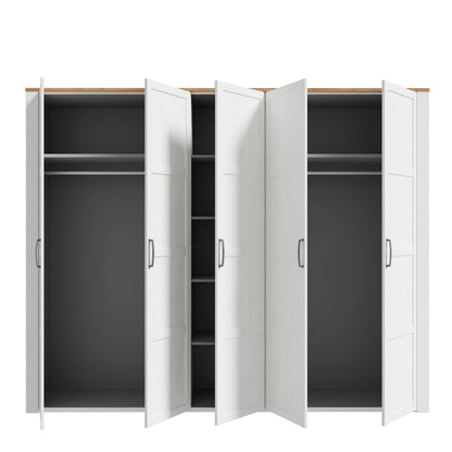 Balmoral 5 Door Wardrobe in Riviera Oak/White