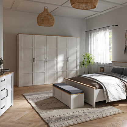 Balmoral 5 Door Wardrobe in Riviera Oak/White