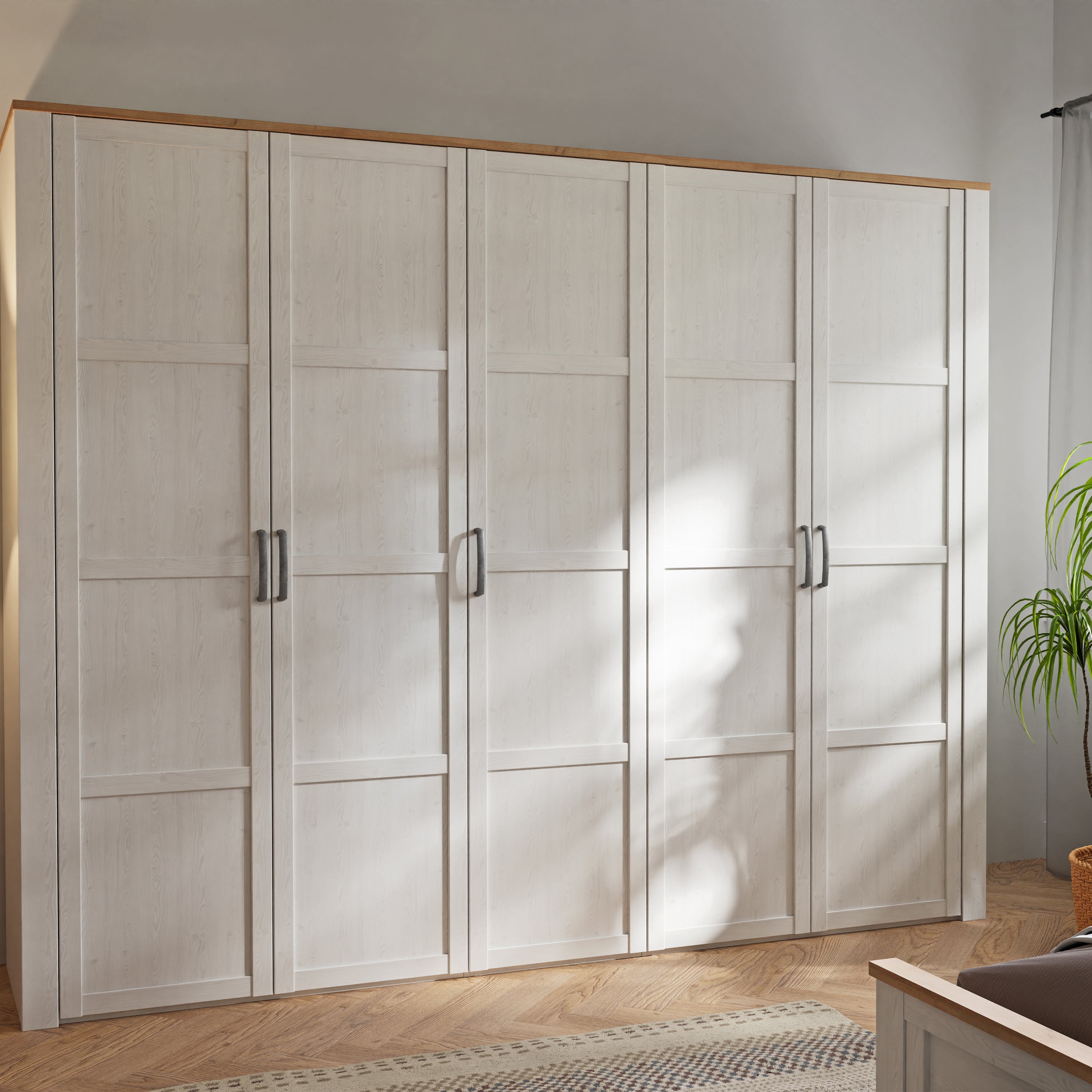 Balmoral 5 Door Wardrobe in Riviera Oak/White