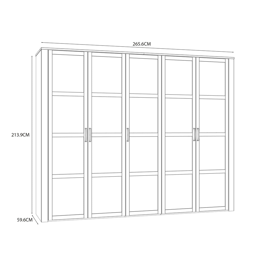 Balmoral 5 Door Wardrobe in Riviera Oak/White