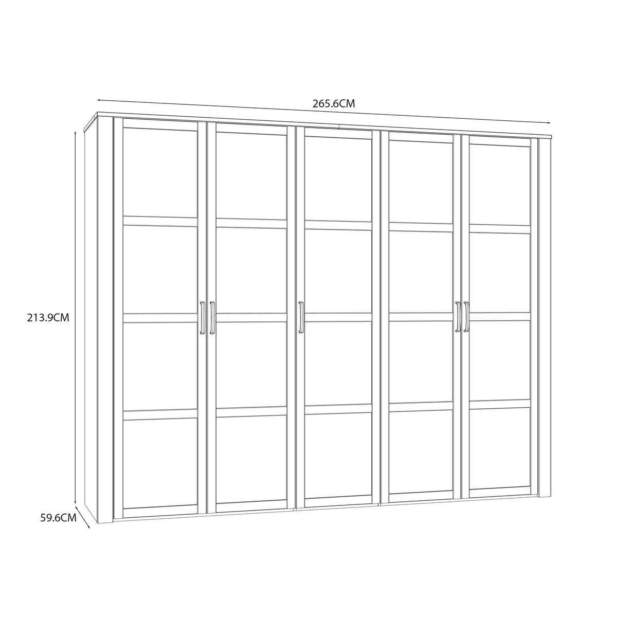 Balmoral 5 Door Wardrobe in Riviera Oak/White