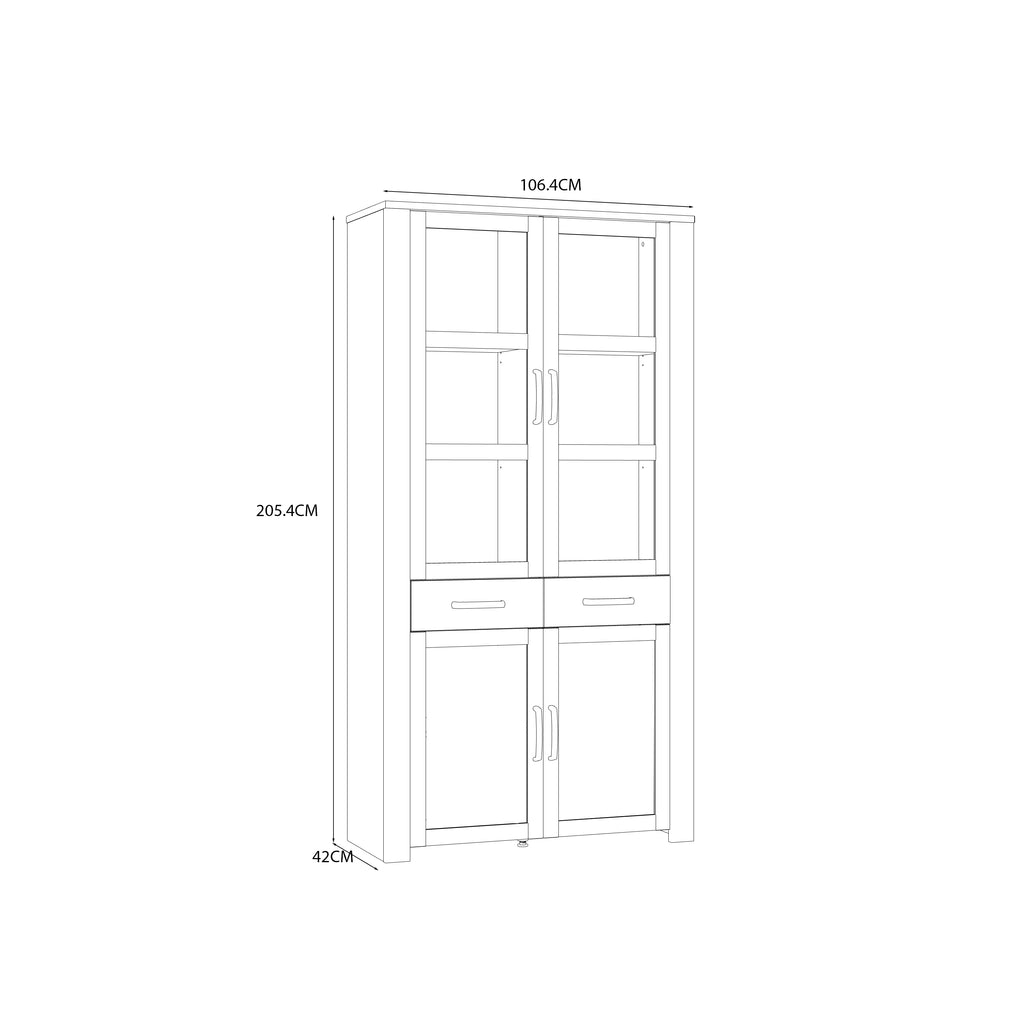 Balmoral Display Cabinet 4 Door 2 Drawer in Oak/White
