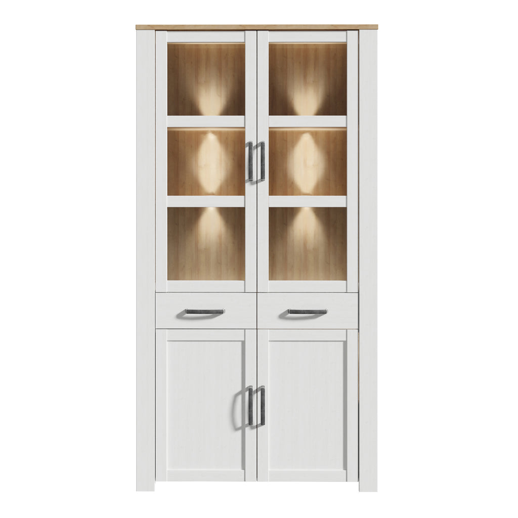 Balmoral Display Cabinet 4 Door 2 Drawer in Oak/White