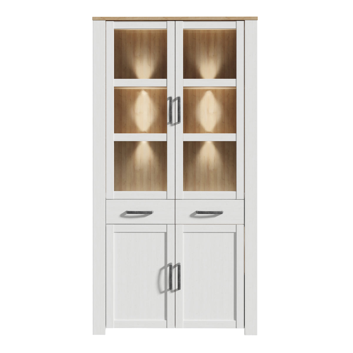 Balmoral Display Cabinet 4 Door 2 Drawer in Oak/White